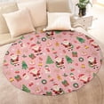 thumbnail image 4 of Pink Christmas Santa Pattern Round Blanket,Comfortable Soft Flannel Throw Blanket,All Season,Warm Lightweight Blankets for Sofa Bed Couch Living Room Chair 60"x60", 4 of 5