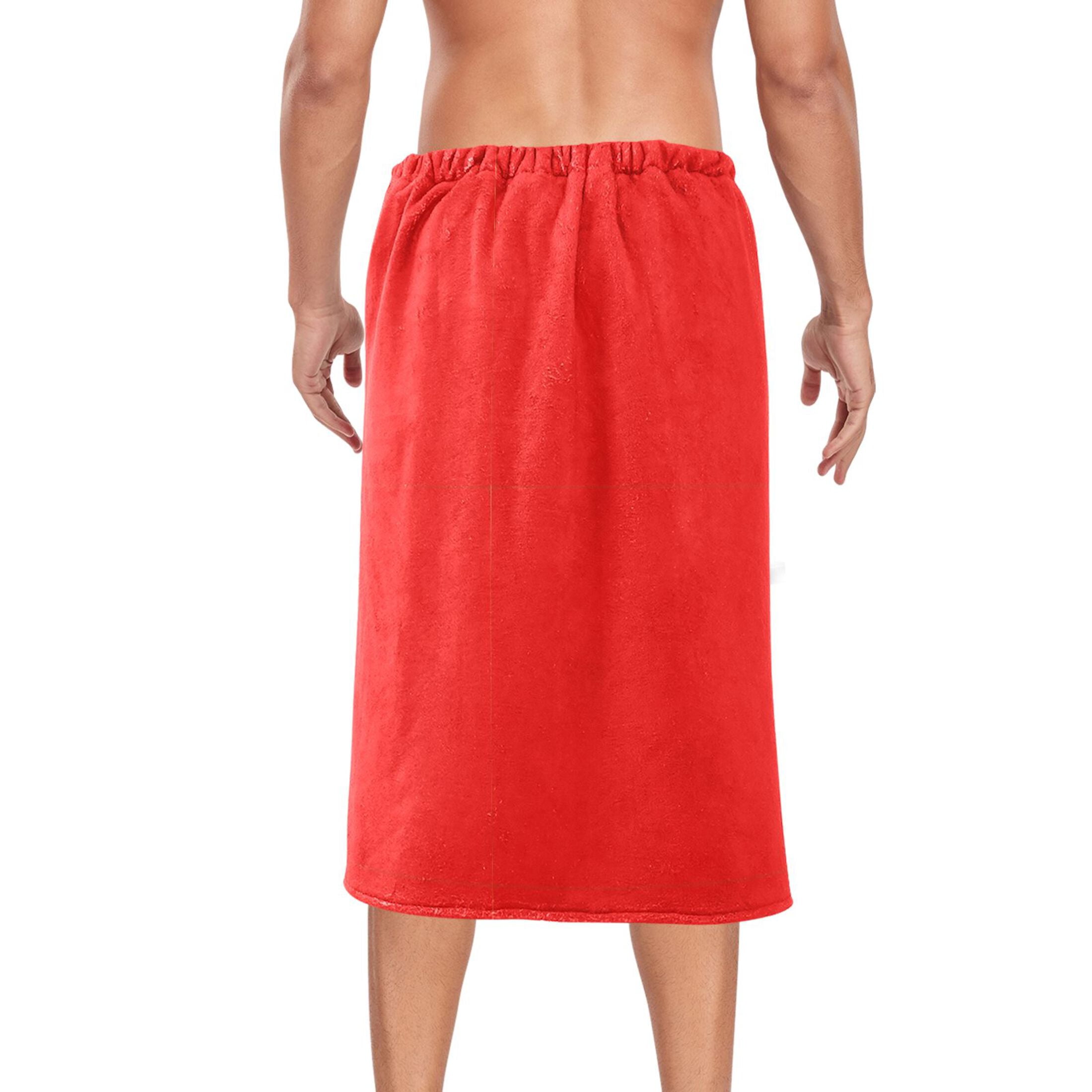 Mens Shower Wrap Adjustable Bath Wrap Towel Body Towels for Gym Shower Sauna Spa Red 60x28