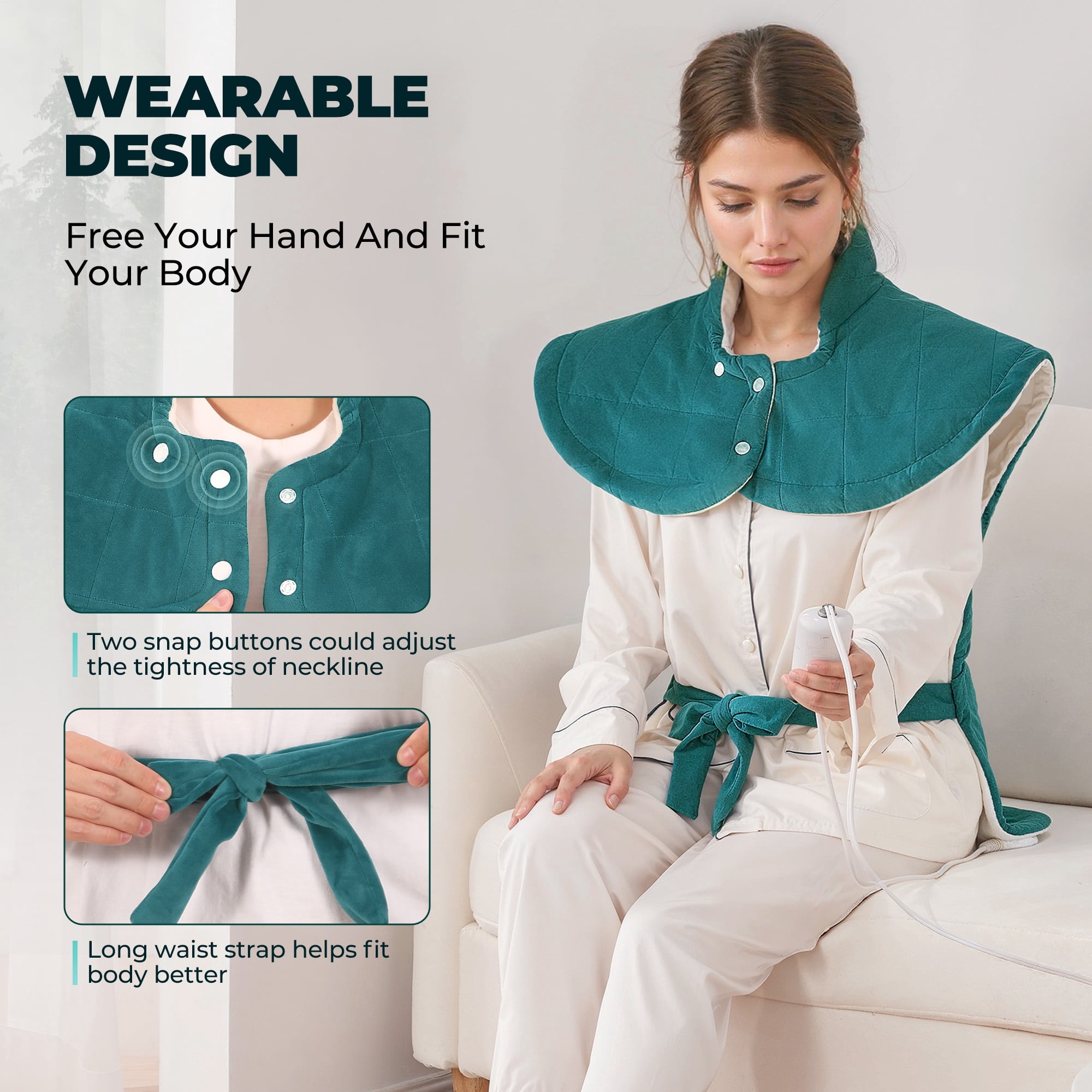 MaxKare 24"x40" Extra Large Heating Pad with 4 Heat Settings & Auto Shut-off, Eletric Heating Pad, Green & White