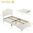 thumbnail image 4 of Twin Upholstered Smart LED Bed Frame with Adjustable Bear Headboard, Storage Drawer, Velvet Princess Platform Bed Frame, Wooden Slats Support, No Box Spring Needed, 4 of 4