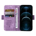 thumbnail image 3 of For iPhone 12 Pro Flip Case, iPhone 12 Wallet Case Slide Card Pocket Premium PU Leather Folio Flip with Design Card Slots Wrist Strap Shockproof Kickstand Magnetic Protective Cover, Purple, 3 of 12