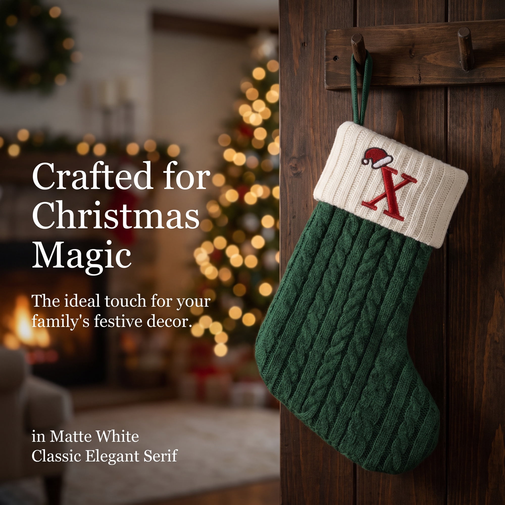 Unique Bargains Christmas Luxury Grand Hearth Accent Stocking Green Letter X 8"