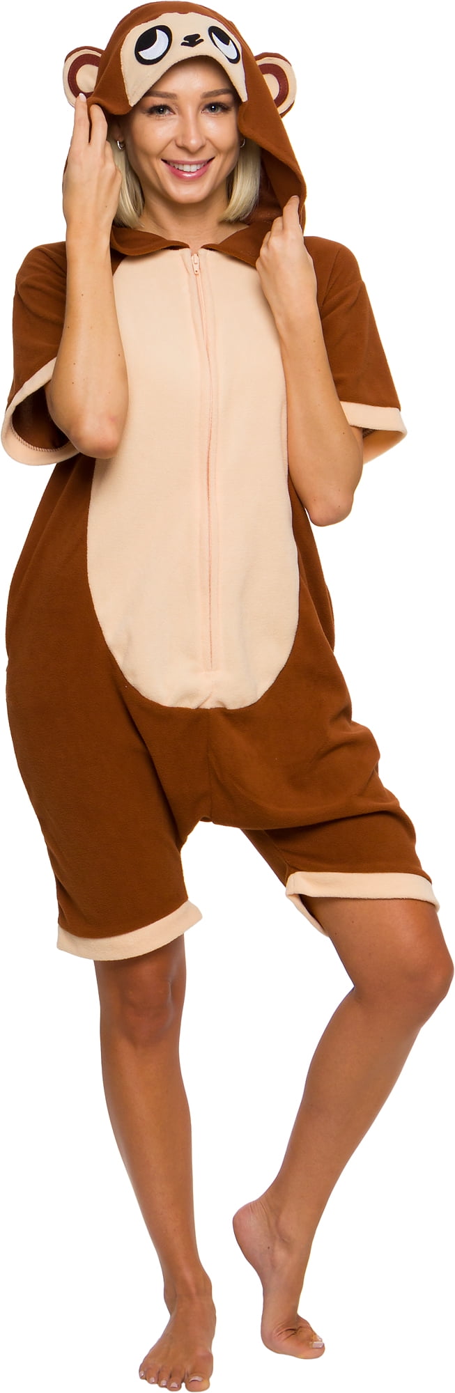 Adult One Piece Summer Costume Romper Monkey Short Sleeve Animal Pajamas