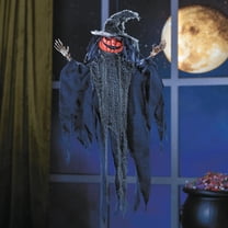 2 Ft. Hanging Pumpkinhead Man with Hat Halloween Decoration