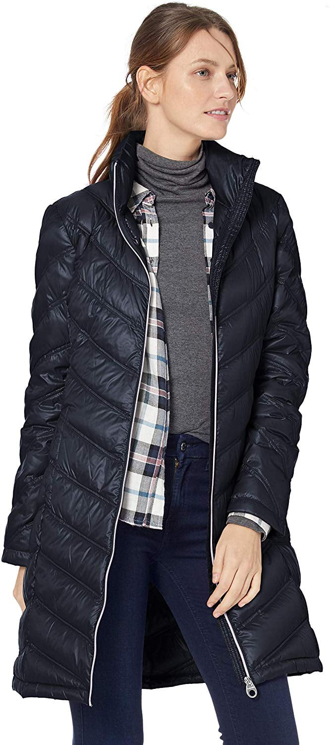 calvin klein long packable down jacket