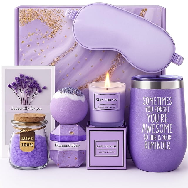 BIG SUN Set de Regalo Relajante para Spa, Paquete de cuidado personal para mujeres,Gifts for Mom Wife Girlfriend Daughter Friend Teacher Women Gifts (Púrpura)