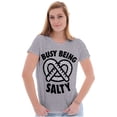 thumbnail image 3 of Busy Being Salty Pretzel Food Pun Womens Slim Fit Graphic Tee Brisco Brands S, 3 of 5