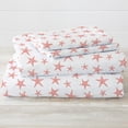 thumbnail image 4 of Great Bay Home Coastal Microfiber Wrinkle Resistant Sheet Set  (King, Starfish - Coral), 4 of 6