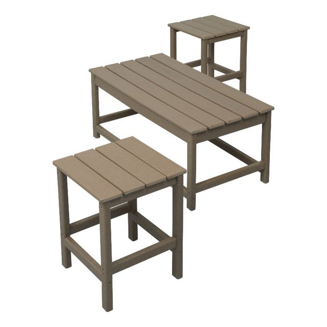 Paradise 3-Piece Set Outdoor Patio Adirondack Coffee Table and Square Side Table