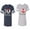 Men Navy / Women Heather, variant on I Love My BF GFUnisex Couple Matching Cotton Jersey style T-Shirt Contrasting stripes on sleeves (Men Navy / Women Red) (Men M / Women M)