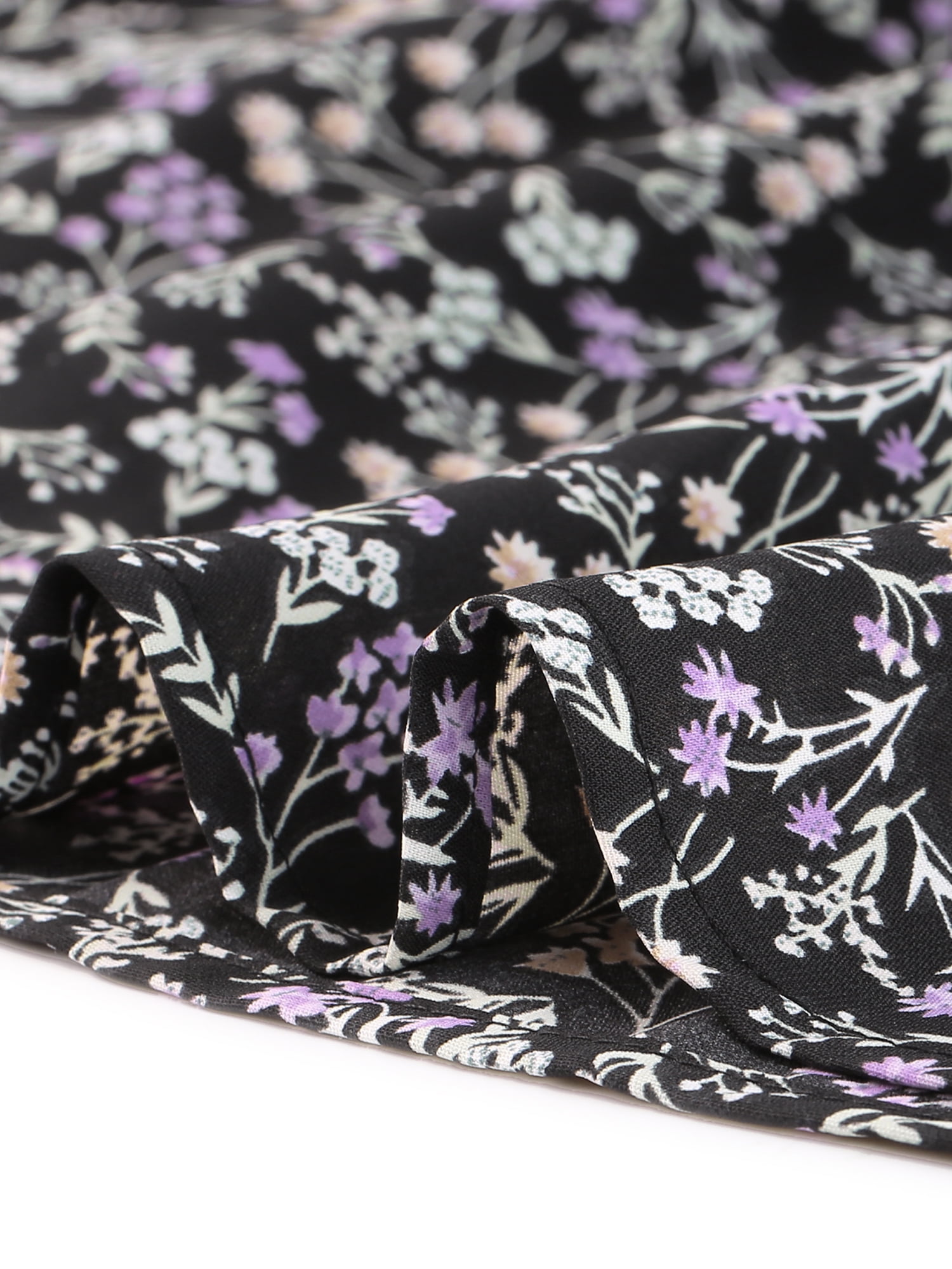 Unique Bargains Women's Plus Size V Neck Flowy 3/4 Sleeve Floral Blouse 4X Black