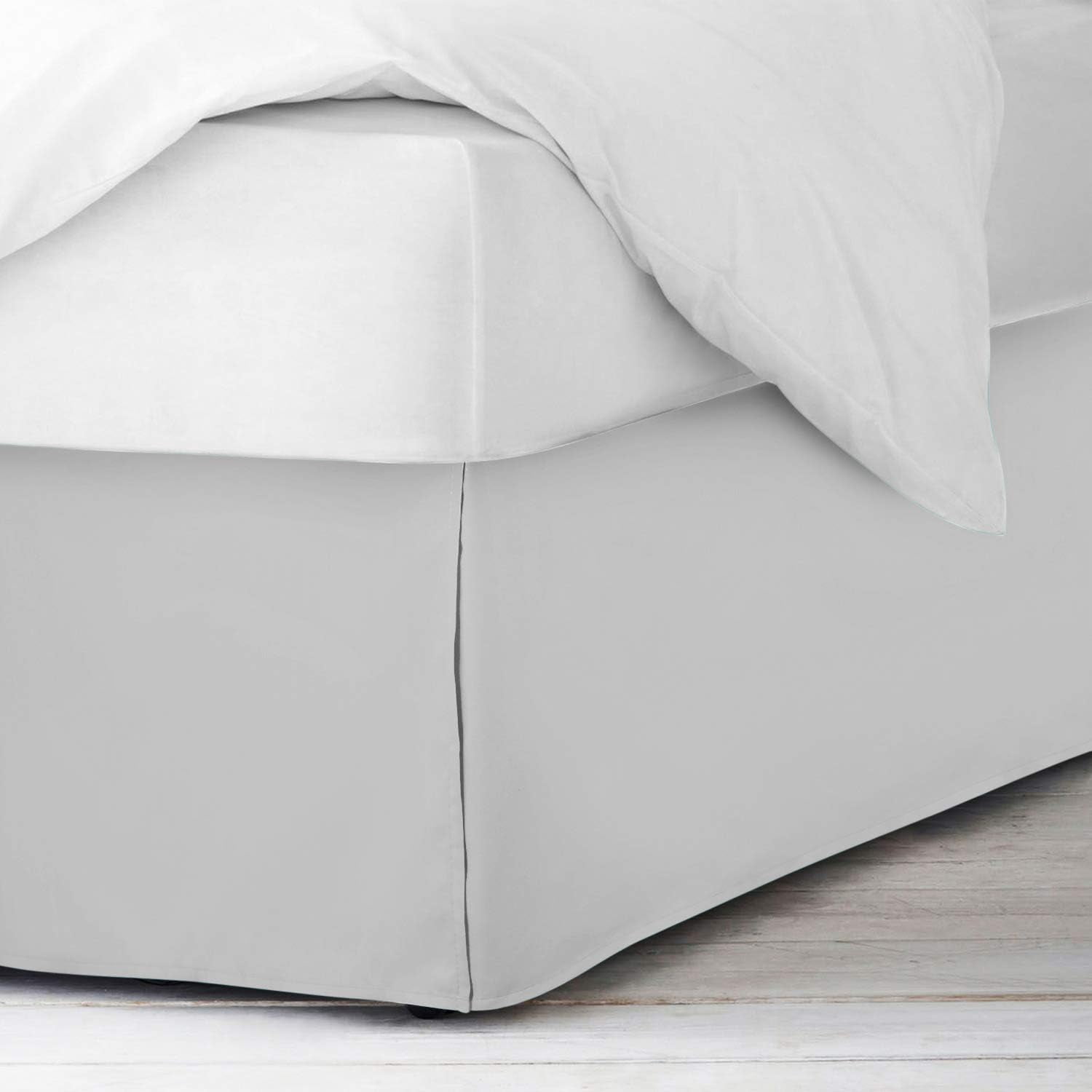 600 Thread Count Egyptian Cotton Split Corner Bed Skirt – 19-Inch Drop, Tailored Fit 1-PC Bed Skirt, Alaska King, Silver Grey