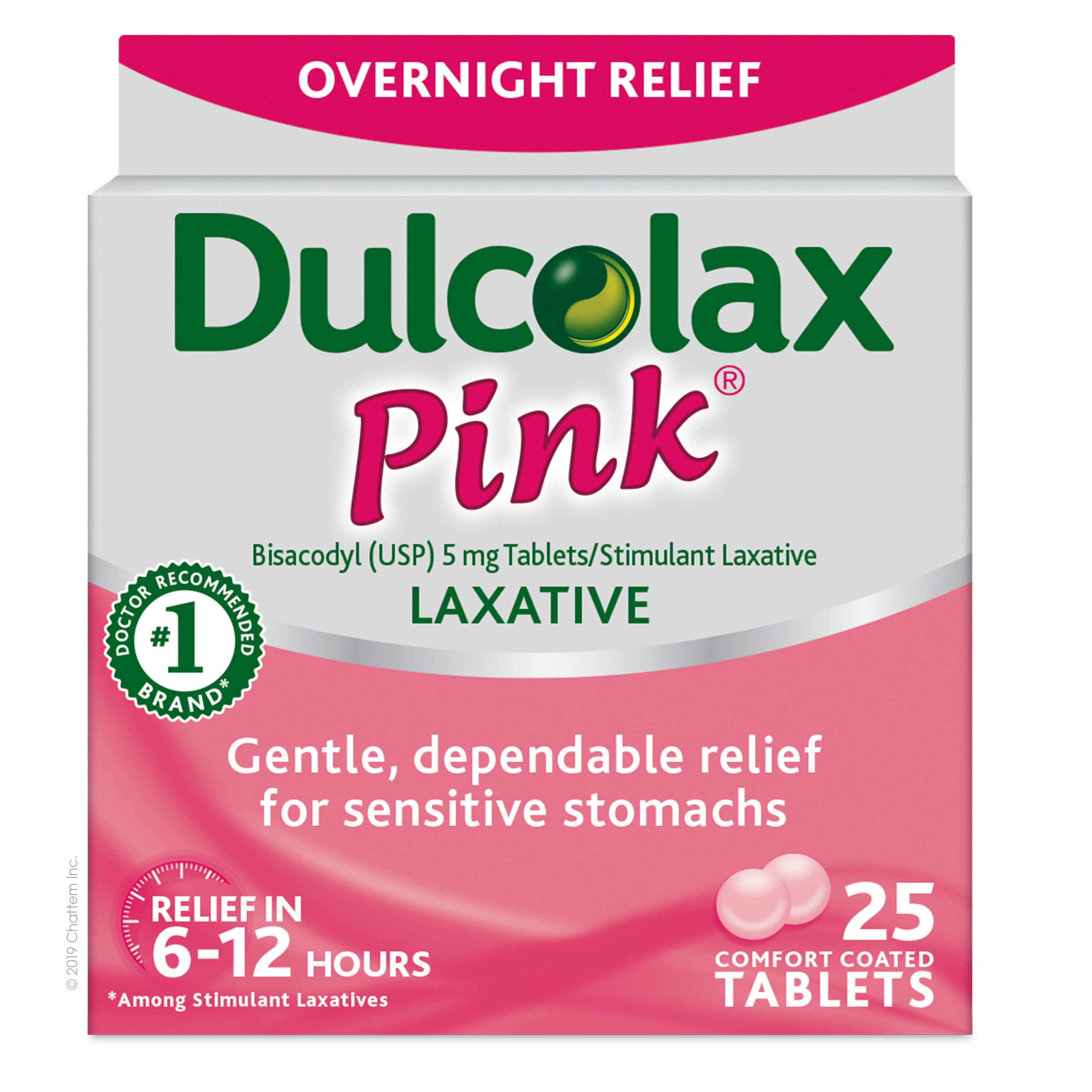 Dulcolax Pink Laxative Tablet (25 Ct), Overnight Relief