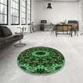 thumbnail image 3 of Ahgly Company Indoor Round Patterned Dark Forest Green Area Rugs, 8' Round, 3 of 6