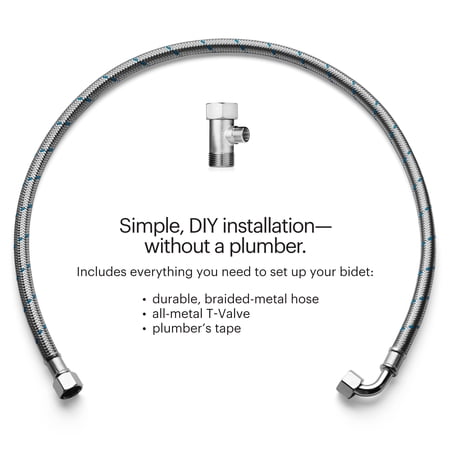 Brondell Bidet Toilet Seat Non-Electric Ecoseat, Fits Elongated Toilets, White - Dual Nozzle System, Ambient Water Temperature - Easy Installation, Elongated Size