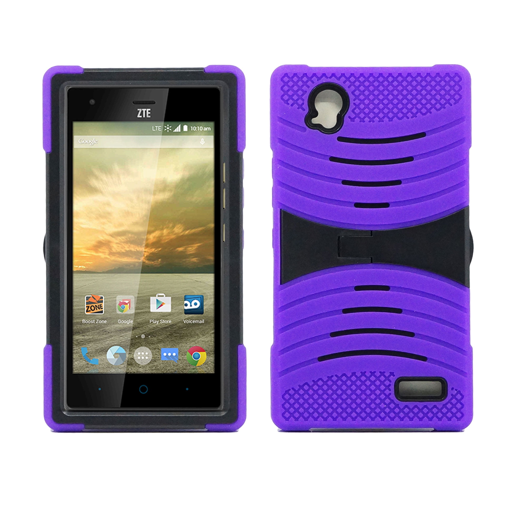 ZTE Warp Elite / N9518 Hybrid Silicone Case Cover Stand Purple