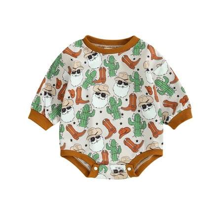 

Wallarenear Baby Girls Christmas Sweatshirt Romper Long Sleeve Jumpsuit Onesie Bodysuit
