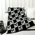 thumbnail image 1 of Buryeah Bow Knit Throw Blanket, 50 x 60 Inch Black and White Preppy Cute Reversible Knitted Throw Blanket, Coquette Cozy Soft Lightweight Plush Gift for Couch Sofa Bed Travel, 1 of 8