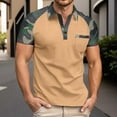 thumbnail image 2 of Men's Polo Shirts Camo Short Sleeve Button Collared Tops with Pocket Casual Color Block Relaxation Dress Shirts for Men, 2 of 9