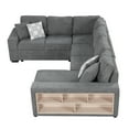 thumbnail image 6 of EUROCO 109" U-shaped Sectional Sofa Couch, Chenille Pull-out Sofa Bed with 2 USB Ports, a Storage Chaise Lounge, 4 Back Pillows and Wide Armrest with Storage Shelf for Living Room, Grey, 6 of 8