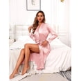 thumbnail image 5 of Ekouaer Silk Robes for Women Long Sleeve Satin Bathrobe Soft Lightweight Full Length Sleepwear with Pockets Bridesmaid Wedding Robes, 5 of 6