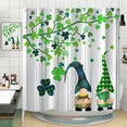 thumbnail image 4 of St. Patrick''s Day Gnome Shower Curtain, Clover Shamrock Leaf 17th March Irish Luck Farmhouse Tree Machine Washable Waterproof Fabric for Bathroom Bathtub Decor with Hooks 72x72, 4 of 6