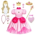 thumbnail image 2 of Vestido de princesa melocotón para niña, disfraz de Halloween, ropa de actuación de escenario para niños, trajes de fiesta de Carnaval de cumpleaños, 2 of 5