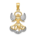 thumbnail image 1 of 14k Yellow with White Rhodium Two-tone Gold Angel w/Love Pendant, 1 of 4