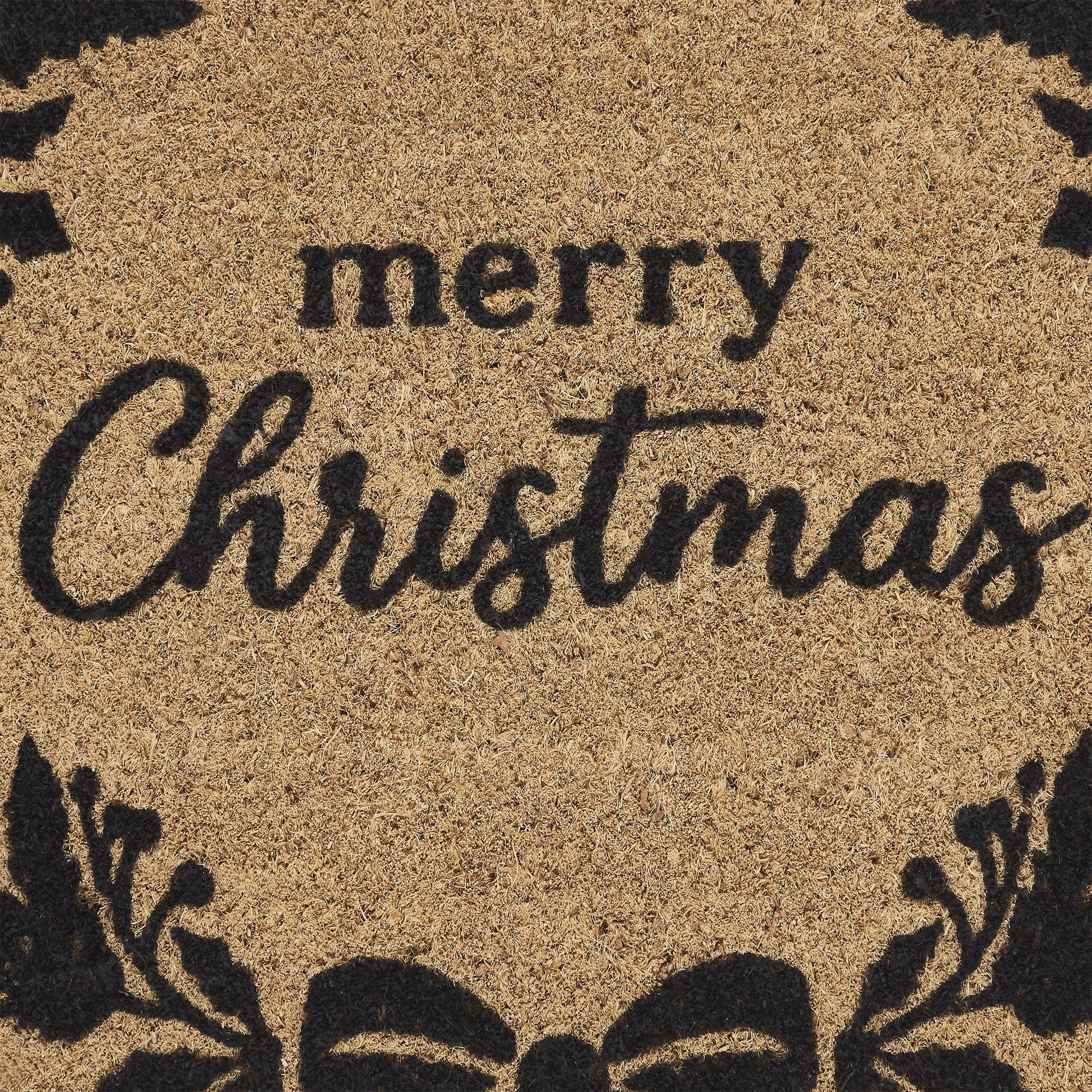 My Texas House Natural Merry Christmas Wreath Outdoor Coir Doormat, 18" x 30"