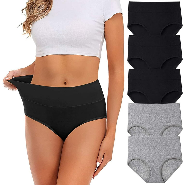 Womens Underwear,Cotton Mid Waist No Muffin Top Full Coverage Brief Ladies  Panties Lingerie Undergarments for Women Multipack 