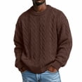 thumbnail image 2 of Men's Cable Knit Crew Neck Sweater, Long Sleeve Drop Shoulder Solid Color Pullover, Fall Winter Loose Fit Casual Streetwear Top Brown XL, 2 of 6