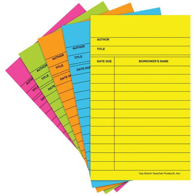 Top Notch Teacher Products TOP368 Library Cards Brite Assorted 50-box for sale online 