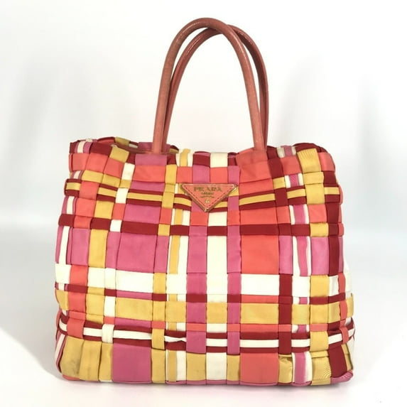 Pre-Owned PRADA Prada woven logo triangle plate tote bag handbag nylon men's women's... (Good)