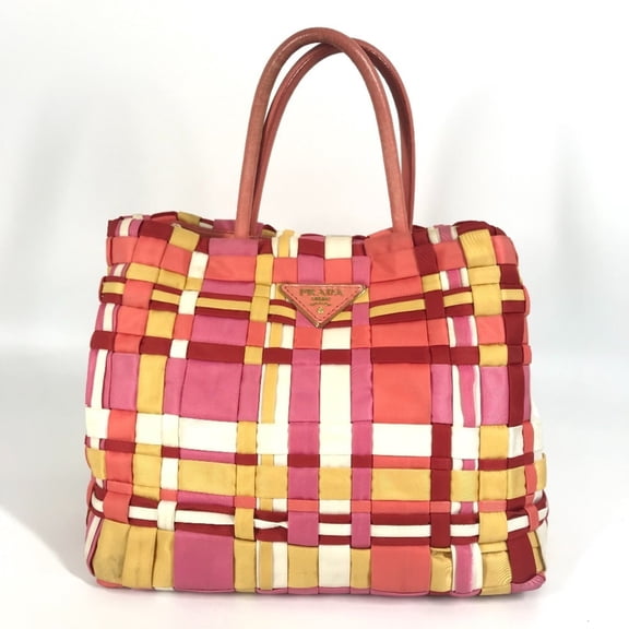 Pre-Owned PRADA Prada woven logo triangle plate tote bag handbag nylon men's women's... (Good)