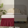 thumbnail image 7 of RUseeN Wrap Around Ruffled Bed Skirt with Adjustable Elastic Belt - 15 Inch Drop Easy to Put On, Wrinkle Free Bedskirt Dust Ruffles, Bed Frame Cover for Queen Size Beds, Burgundy, 7 of 7