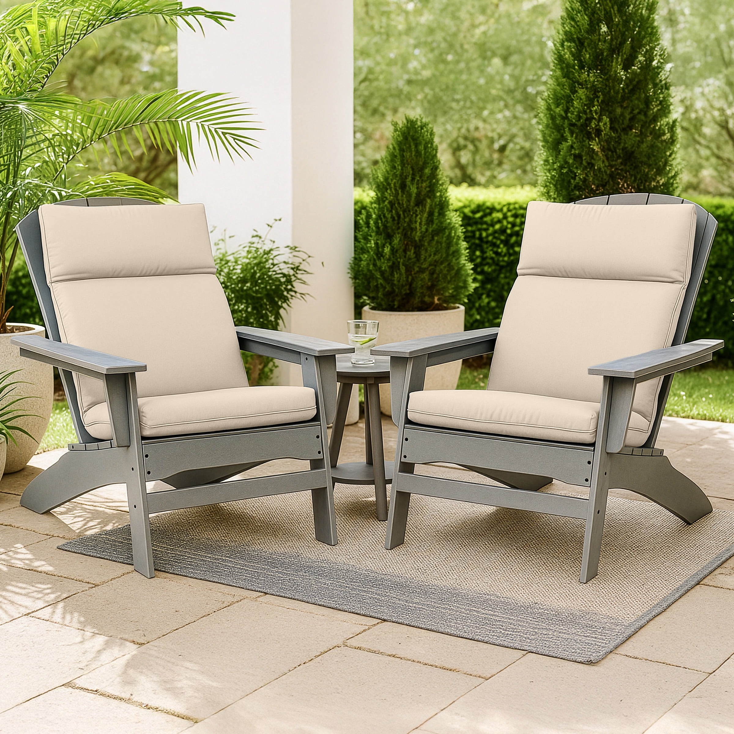 Lavish Home 45x21.5x3in High Back Outdoor Chair Cushion with Ties (Tan)