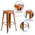 thumbnail image 2 of 30'' High Backless Distressed Orange Metal Indoor-Outdoor Barstool, 2 of 9