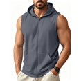 thumbnail image 2 of Men'S Workout Hooded Tank Tops Fashion Muscle Zip Up Sleeveless Hooded Slim Fit Gym Hoodie Dark Gray XXL, 2 of 7