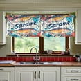 thumbnail image 3 of Yayeee Kitchen Curtains Tier Set of 2 Light Filtering 57"x24" Over Sink Window Panels, Yellow Sardines Pattern, 3 of 7