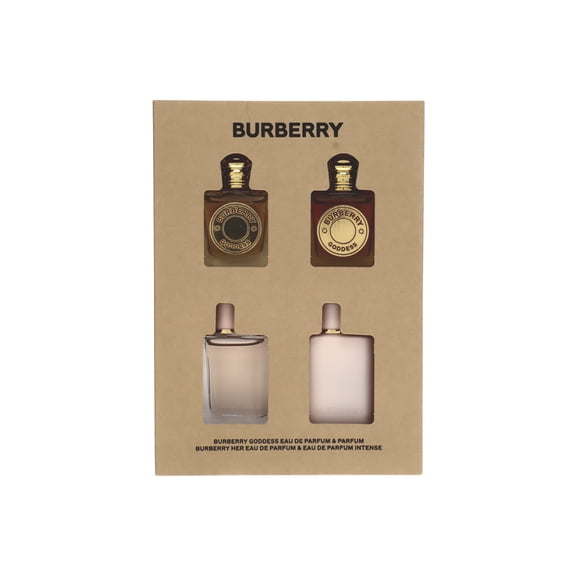 Burberry Mini Coffret 4pcs Gift Set For Women
Burberry Her Eau De Parfum 5ml Burberry Goddess Eau De Parfum 5ml Burberry Her Intense Eau De Parfum 5ml Burberry My Burberry Eau De Parfum 5ml