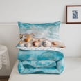 thumbnail image 5 of jejeloiu Beach Shells Full Size Comforter Sets,Ocean Pattern Bedding Comforter Set For Boys,Blue Beige,Colorful Stars Reversible,3 Pieces,1 Comforter and 2 Pillowcases, 5 of 7