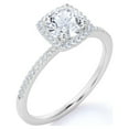 thumbnail image 5 of JeenMata Anillo de Compromiso con Diseño de Halo de Cojín y Pavé de Moissanita de Talla Redonda de 1,75 Quilates Engastado en Garras en Baño de Oro Blanco de 18 K sobre Plata, 5 of 5