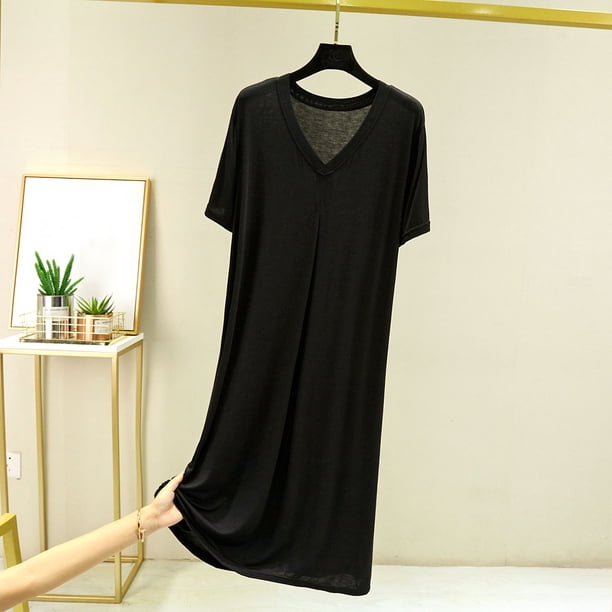 Camisón corto de algodón para mujer, con tirantes, color liso, holgado y cómodo, sin mangas