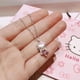 thumbnail image 2 of Collar de cristal Rosa Sanrio de Hello Kitty, cadena de joyería de Anime de aleación de plata, encanto femenino, accesorios de San Valentín, regalo para niña, 2 of 4