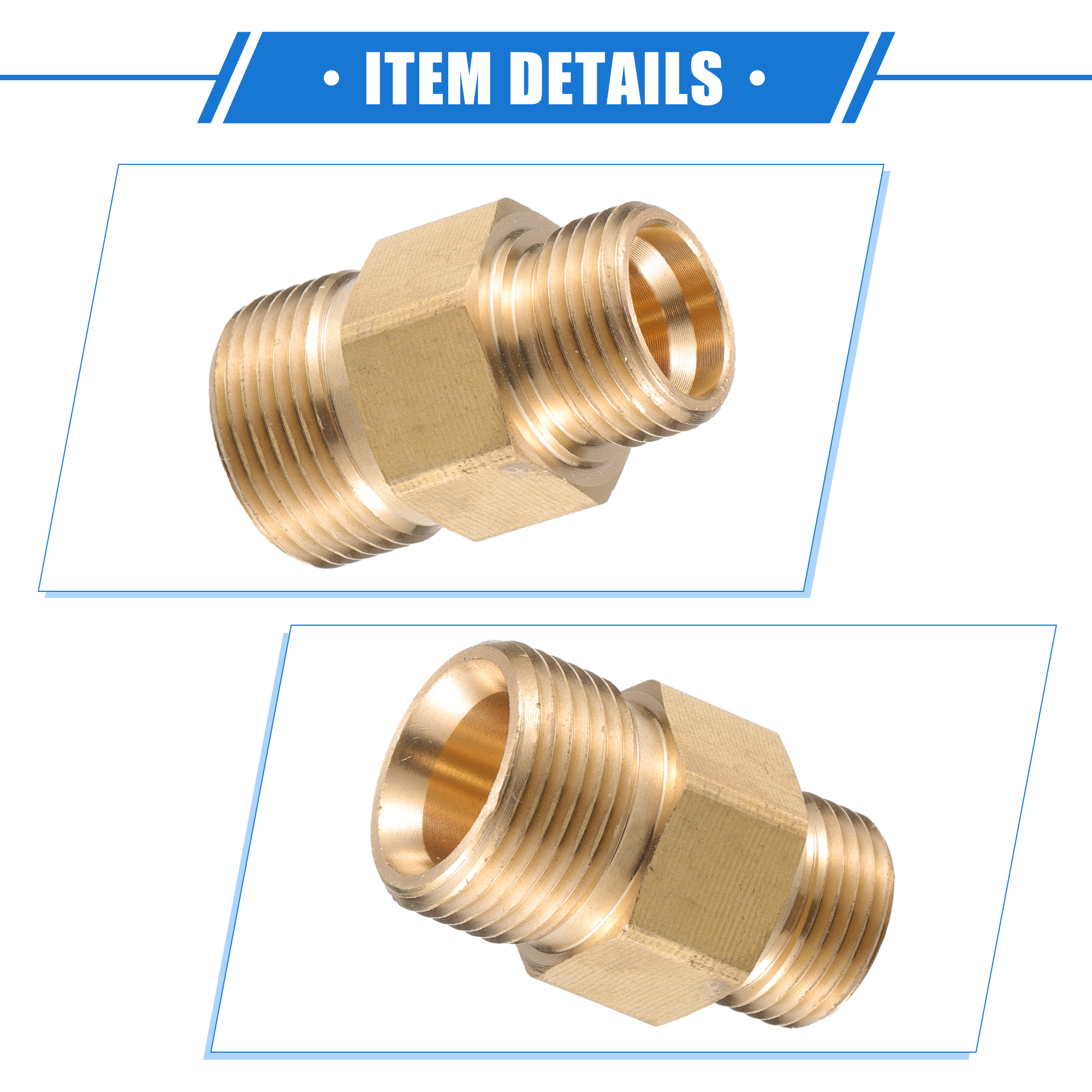 Unique Bargains Pressure Washer Connector M18x1.5 to M22x1.5 Adapter Brass Screw