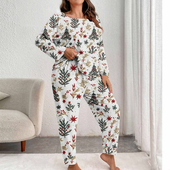HOMBOM Womens Plus Size Christmas Pajamas Loungewear Cute 2 Piece Set Pjs for Women Nightwear