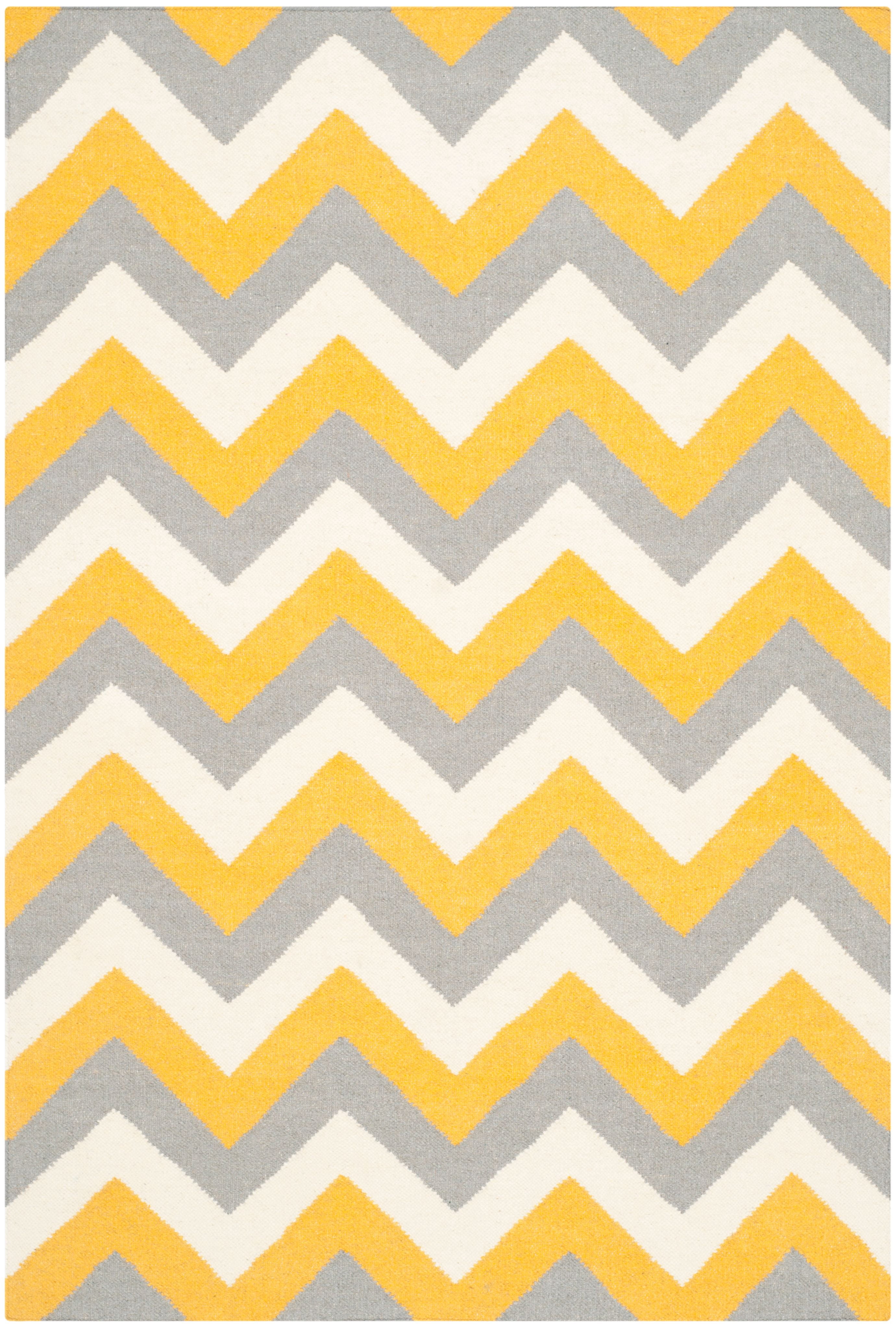 SAFAVIEH Dhurries Wenona Geometric Area Rug, Gold/Grey, 4' x 6'