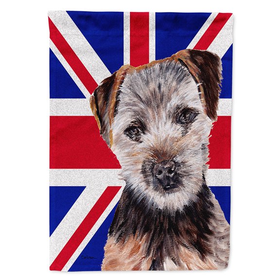 Norfolk Terrier Puppy with English Union Jack British Flag Garden Flag