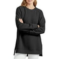 thumbnail image 2 of Basic Sweatshirts for Women 2025 Fall Winter Long Sleeve Crewneck Side Slit Plain Sweatshirt Pullover Tops, 2 of 6
