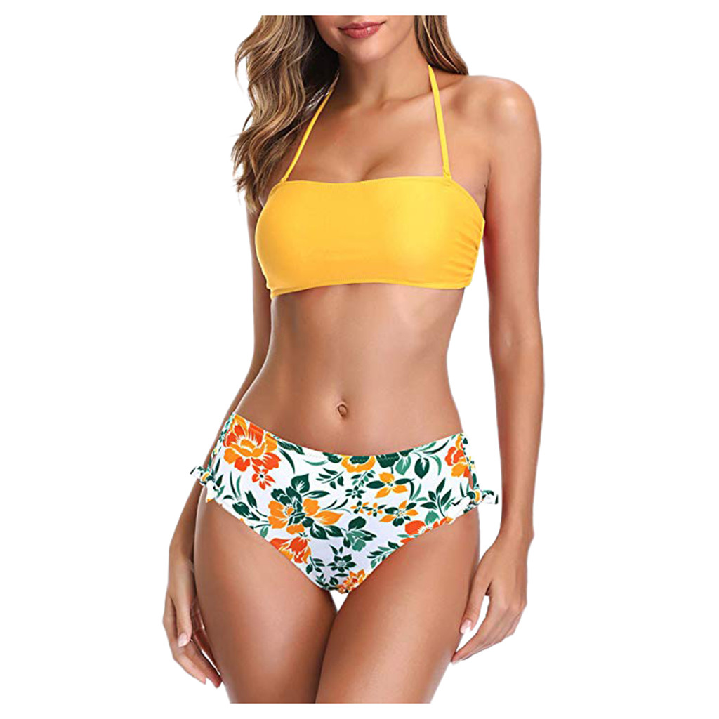 yellow tube top bathing suit